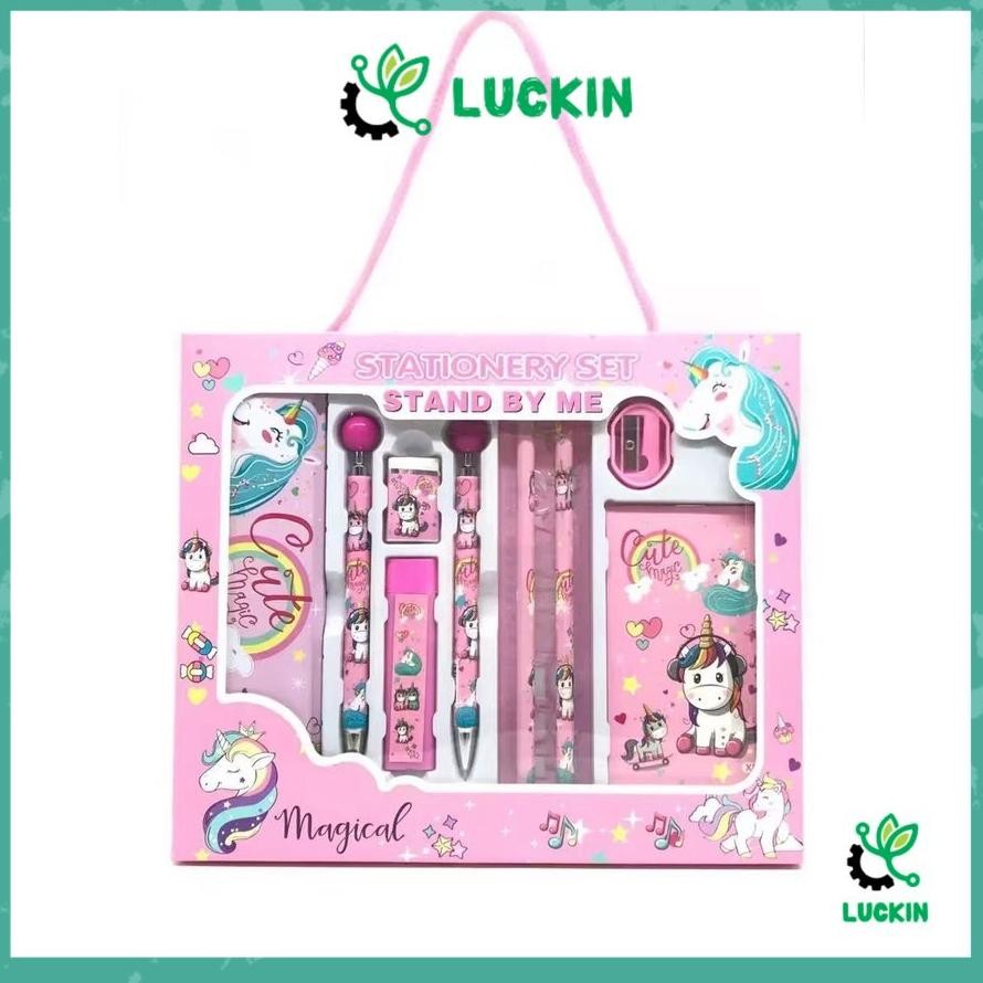 

Luckin Paket alat tulis 10 in1 / Alat tulis set karakter / Stationery set Lucu Hadiah / Study set fancy