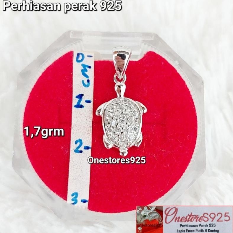sfI Liontin Perak Asli Silver 925 Kura Kura Lapis Emas Putih AST