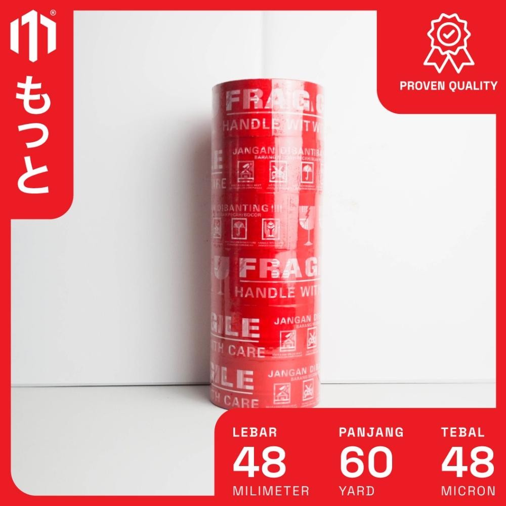 

Lakban Fragile 48mm x 60 Yard Merah - 1 Slop Isi 6 Pcs/Roll - Motto Tape AST