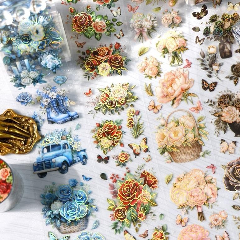 

(7G) washi tape selotip transparan hologram bunga buket cantik mobil pretty flower bouquet AST