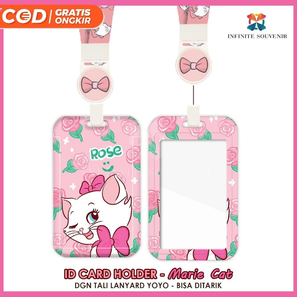 

(N017) ID Card Holder Tali Yoyo Marie Cat Disney / Nametag Yoyo Kucing / Tali Bisa Ditarik AST