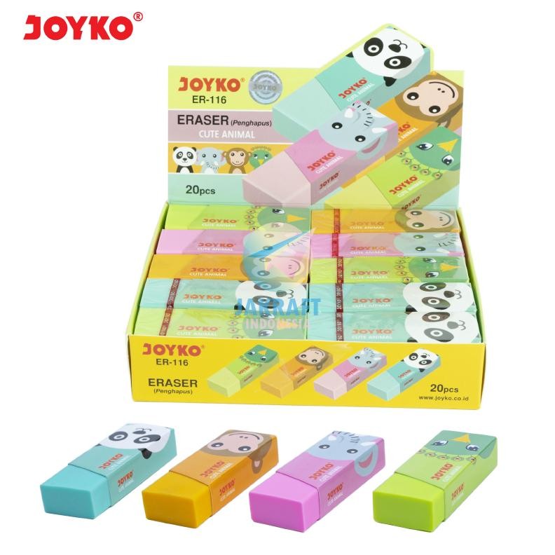 

(20 Pcs) GROSIR Penghapus Pensil Besar JOYKO ER-116 Cute Animal Color Warna Warni Fancy Rubber Eraser Super Bersih Seperti Boxy | PACK