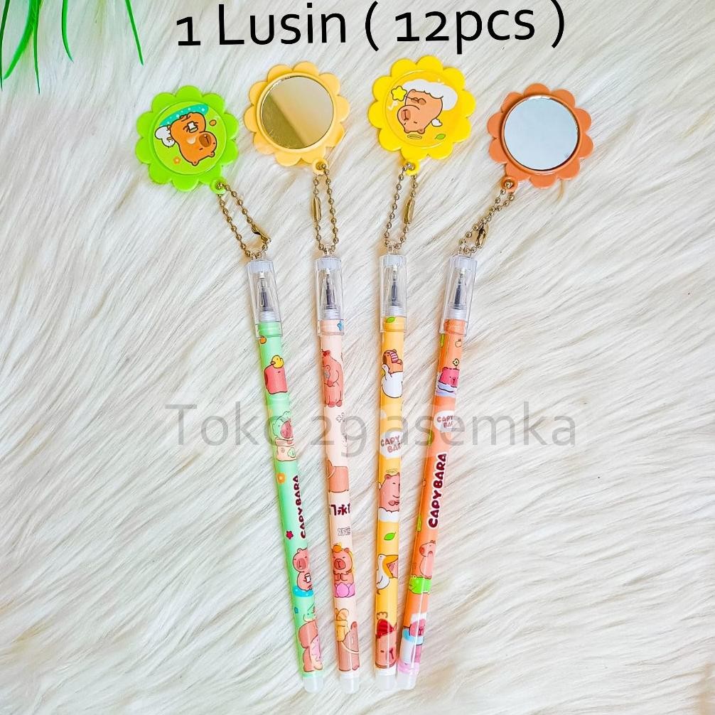 

12PCS PULPEN GANTUNGAN CERMIN CAPYBARA SELUSIN PULPEN GANTUNGAN CERMIN CAPYBARA PEN GANTUNGAN ALAT TULIS BOLPOIN UNIK IMUT MURAH PEN GEL KARAKTER