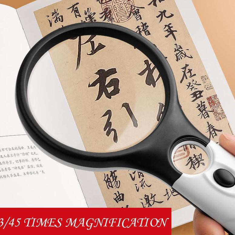 

2in1 Portable Magnifier Kaca Pembesar Lensa Ganda 3/45 Kali Kaca Pembesar AST