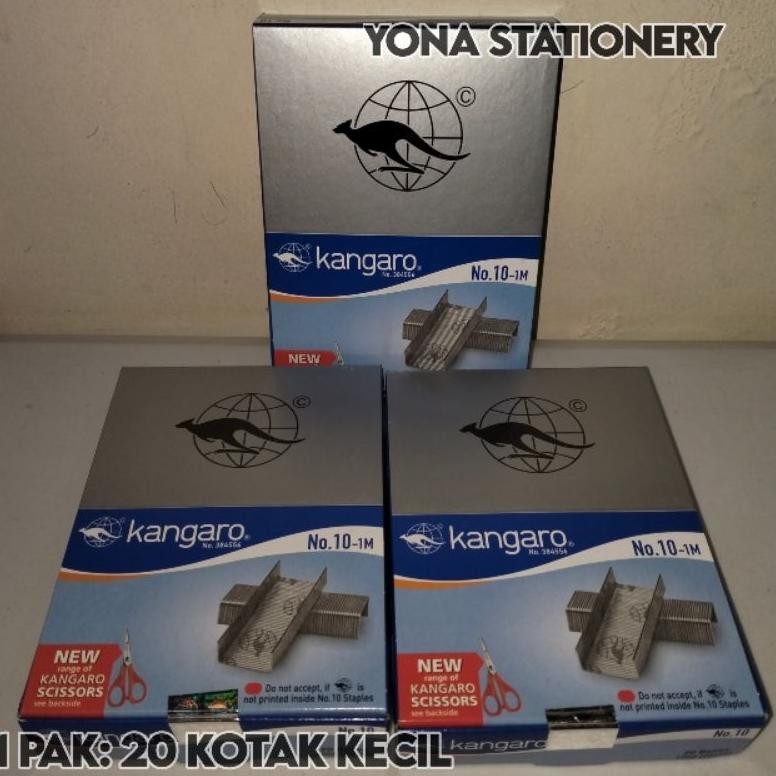 

Isi Staples Kangaro No.10 | 1 Pak: 20 Kotak Kecil AST