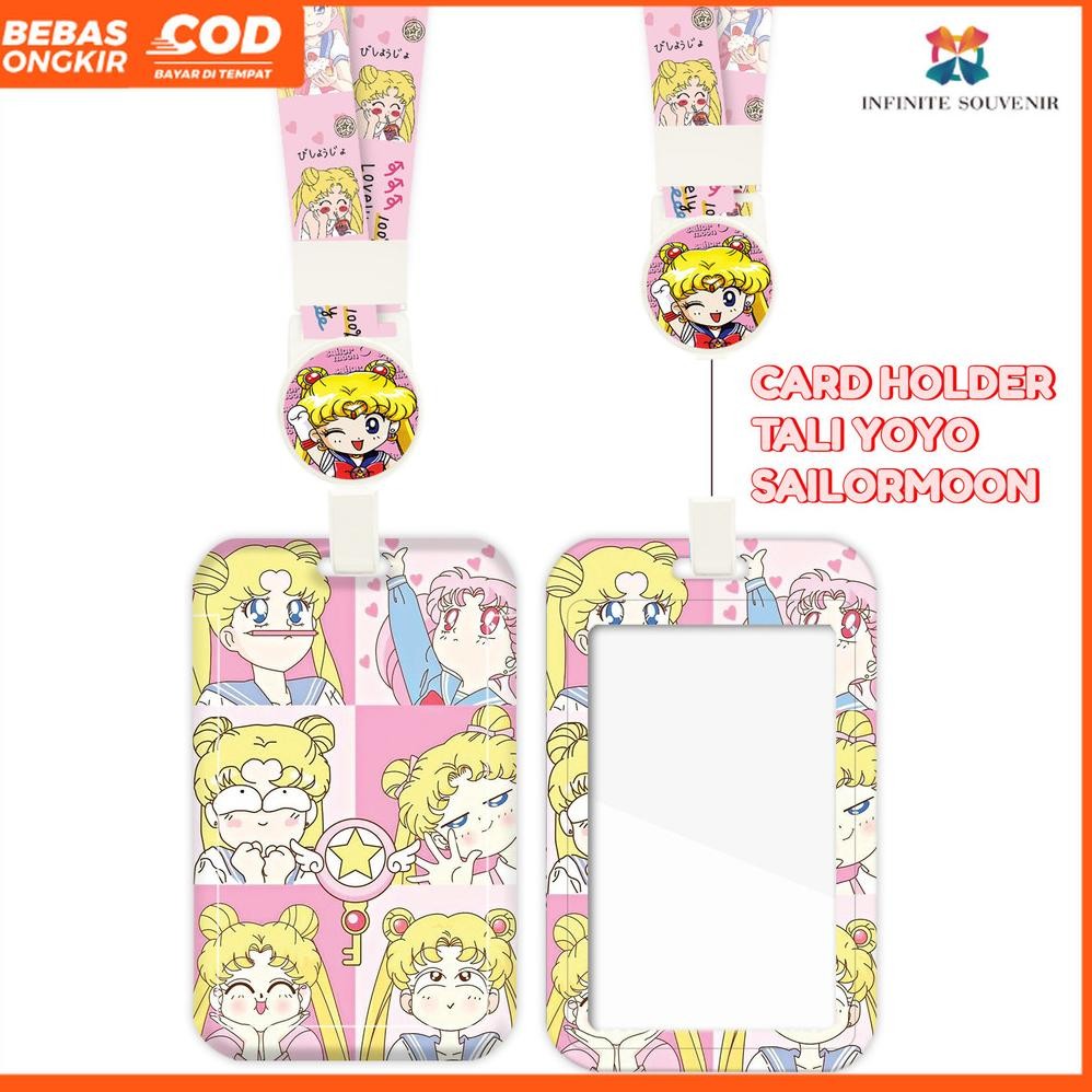 

(N017) ID Card Holder Tali Yoyo Sailor Moon / Nametag Yoyo Usagi Tsukino / Card Holder Yoyo / Card Holder Tali Bisa Ditarik AST