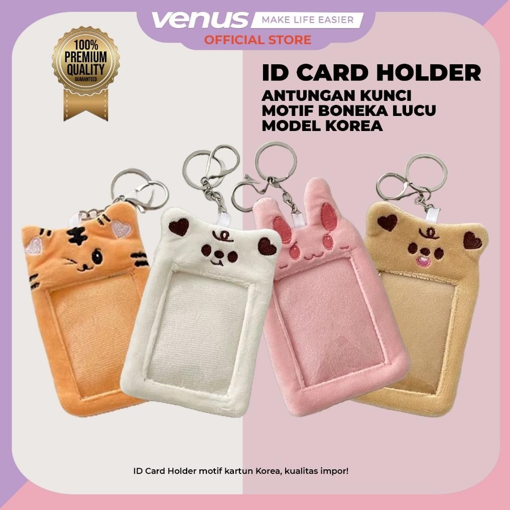 

ID CARD Holder Gantungan Kunci Motif Boneka Lucu Model Korea | Tempat Pelindung Kartu Nama Photocard Sekolah Kantor Kawaii Plush Bulu Lembut S1541 AST