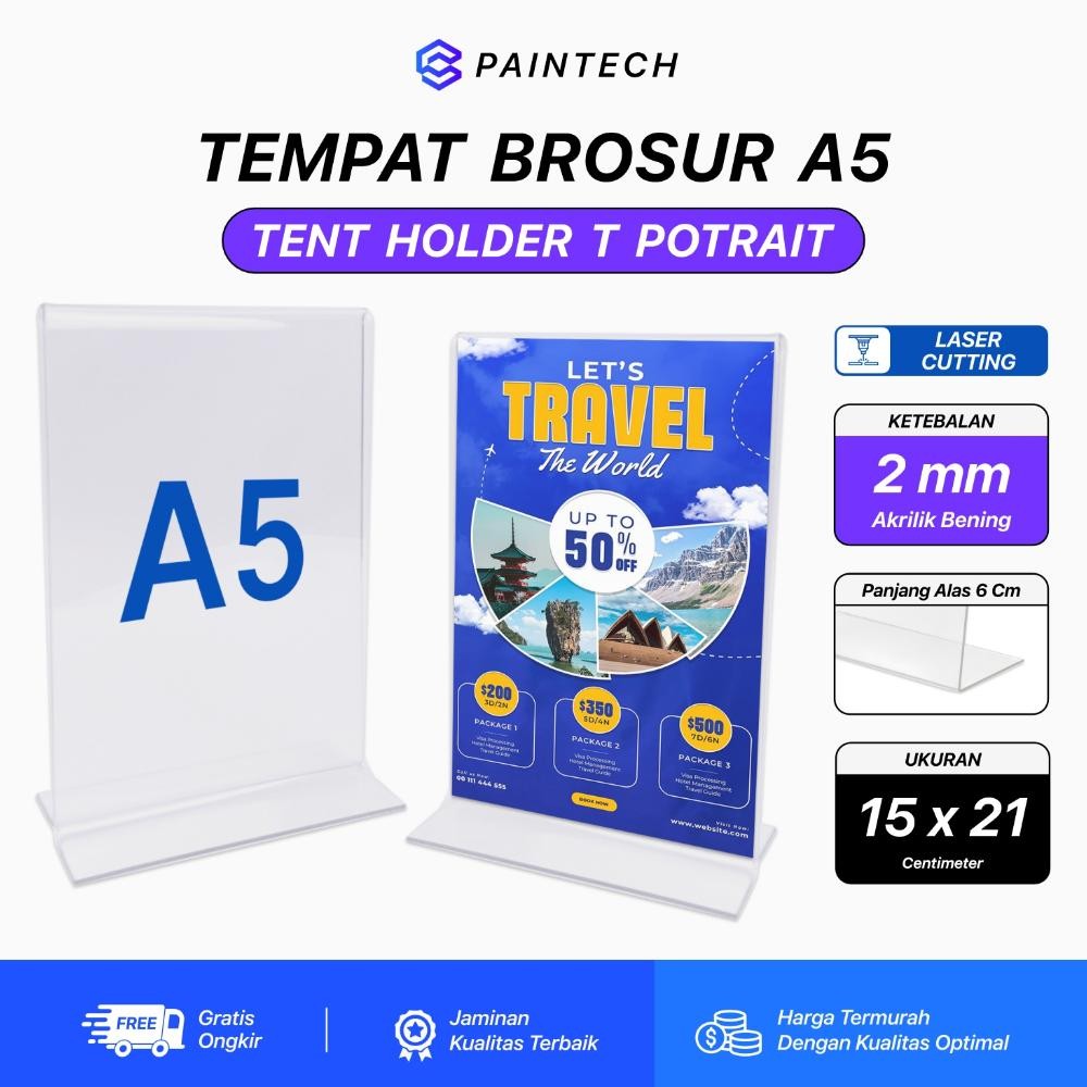 

Tent Holder Akrilik T Tempat Brosur Bening Ukuran A5 Vertikal Display Acrylic AST