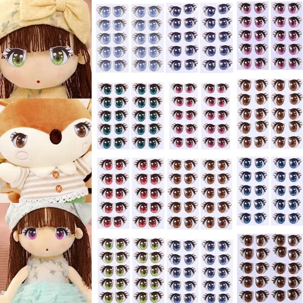

10Pairs Newest Educational Toys Anime Figurine Doll Cartoon Eyes Stickers Clay Decals Love Cute Sticker Face Organ Paster