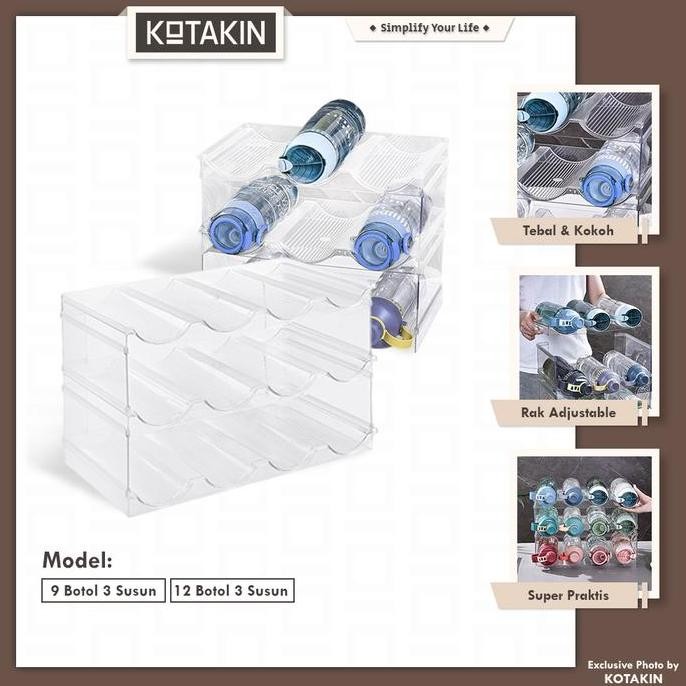 

Terlaris Kotakin Rak Botol Minuman 3 Susun 3 4 Sekat Transparan Bottle Holder Organizer Storage