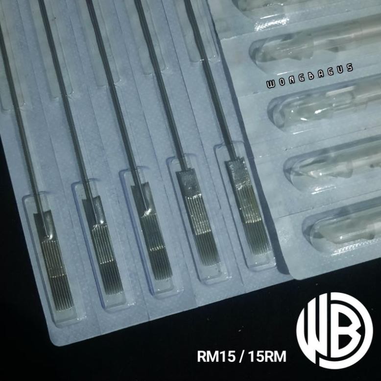 sfI 15RM + 15FT / RM15 + FT15 Sepasang Jarum + Disposable Tips / Dispotip Untuk Shading Arsir Blok S