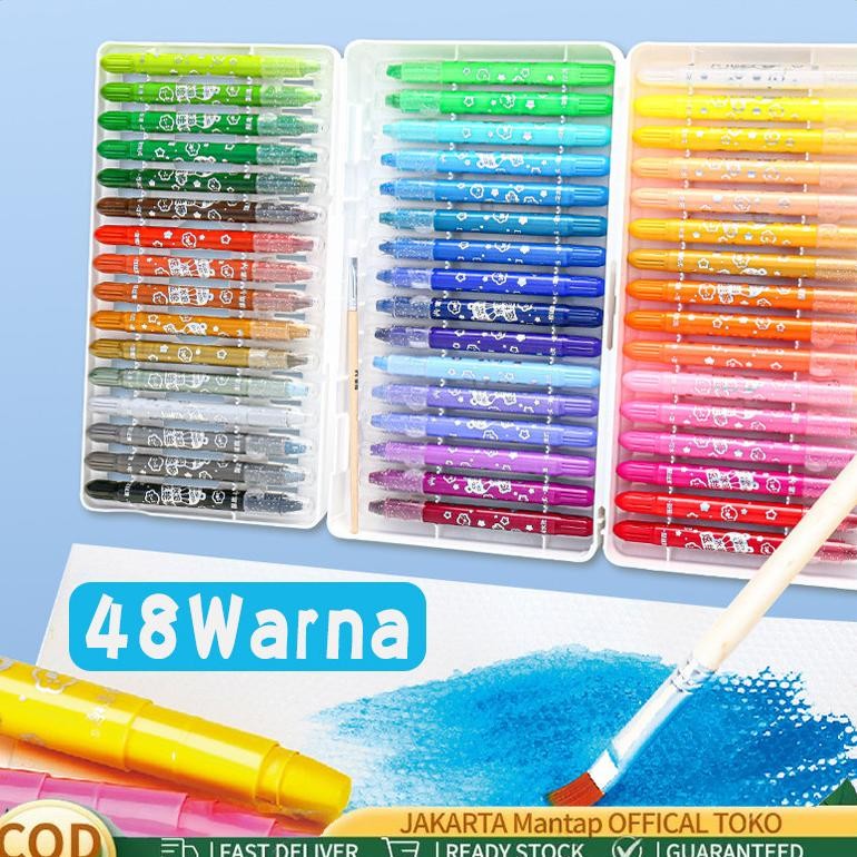 

Grasp Crayon Mata Sedang Set 12/24/36/48 Warna Silky Crayon Water Soluble Crayons Crayon Slicing Grasp Crayon Mewarnai CRAYON WARNA AST