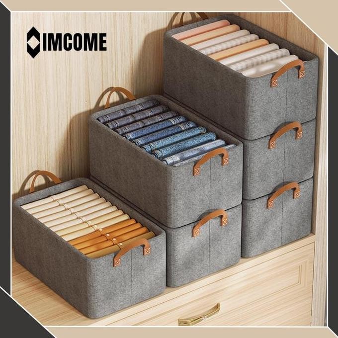 

Terlaris Imcome Storage Box Lipat Kotak Penyimpanan Baju Pakaian Celana Lemari Penyimpanan Serbaguna Grey