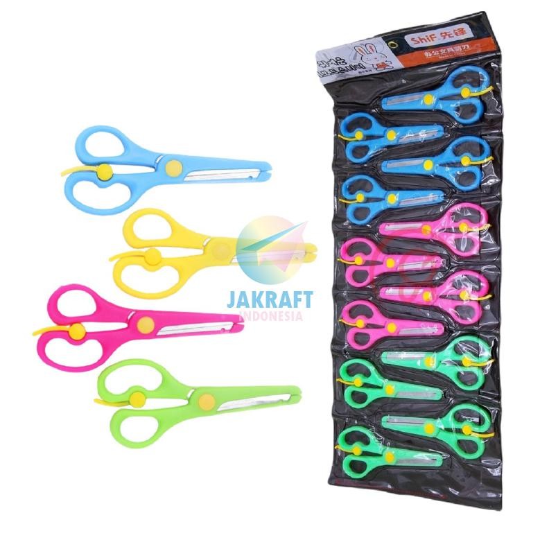 

(12 Pcs) GROSIR Gunting Kertas Anak Ujung Tumpul Kecil 13 cm Stainless Steel Tajam Aman Sekolah Paud Bimbel | RENCENG AST