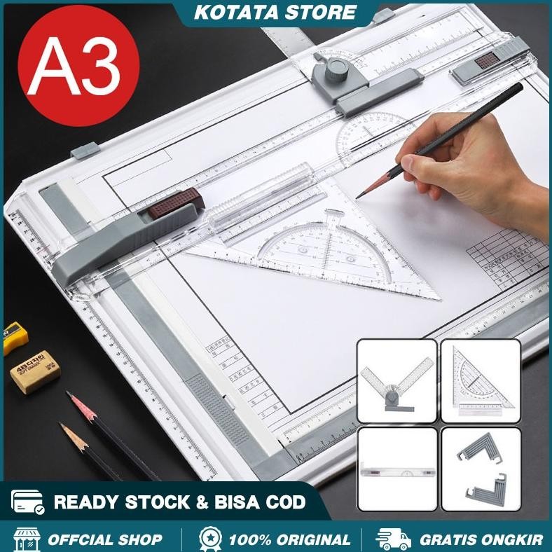 

[2024 baru]A3 Professional Drawing Board Terpercaya Meja Gambar Arsitek A3 Free Rotrin Isograph Rapido Promo AST