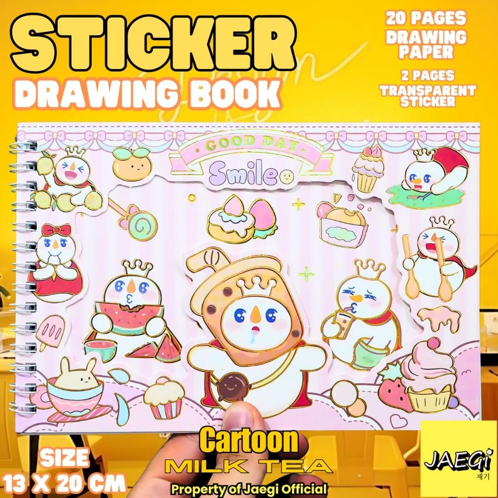 

JAEGi - Premium Drawing Book / Note Book + Sticker Boba King / Milk Tea Edition 22 Pages AST