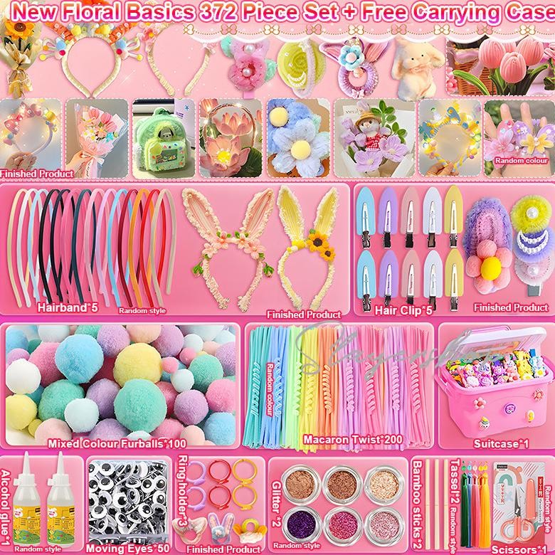 

Macaron color twisted stick gift box set children's handmade diy material package colorful woolen strips hair bows bouquets AST