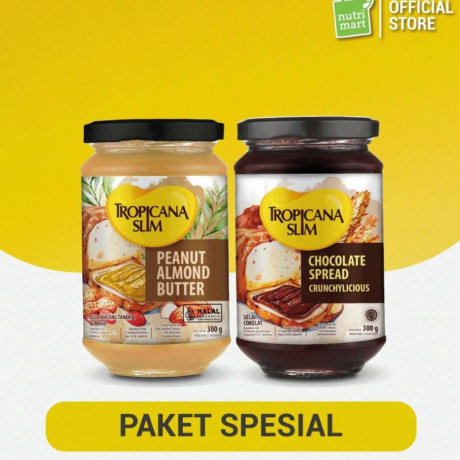 

Duo Rasa Slim Peanut Almond Butter Spread Jam 300 Gram Slim Chocolate Spread 300 Gram