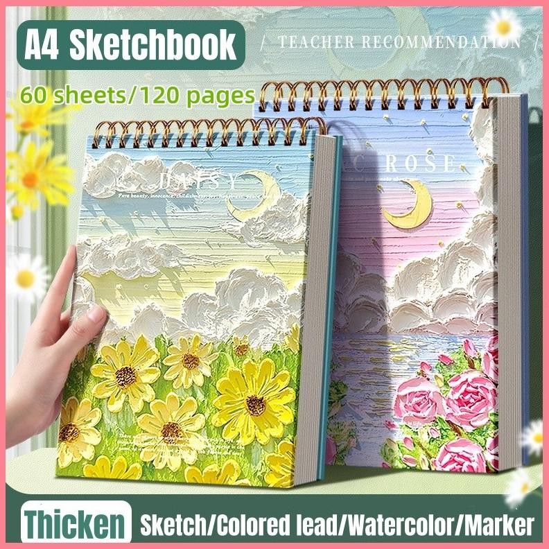 

NewOne+One Sketchbook A4 Aesthetic Buku Gambar Vertikal Jilid Spiral Small Daisies/Sea Of Flowers/Mountain Sea Under The Moon 60 Lembar/120 Halaman AST