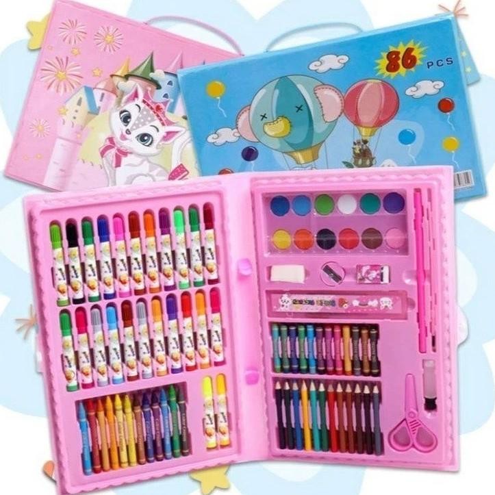 

Mita Crayon - Krayon Set Koper 86Pcs In 1 Pcs Pensil Warna Lengkap Set Alat Menggambar Mewarnai Cat Air Lukis Anak AST