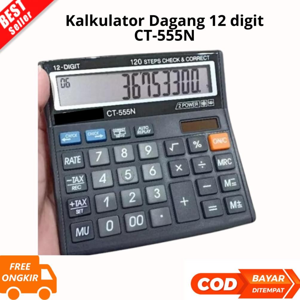 

[JIB] BAYAR DI TEMPAT Kalkulator Dagang Jualan 12 digit CT-555N / CT 555 N / Tax Calculator / Mark Up Calculation AST