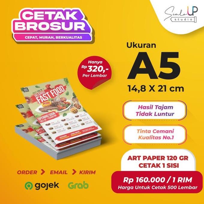 

Terlaris Cetak Brosur Flyer A5 (1 Sisi/2 Sisi) | Art Paper/Carton/HVS/Matte Paper SALE