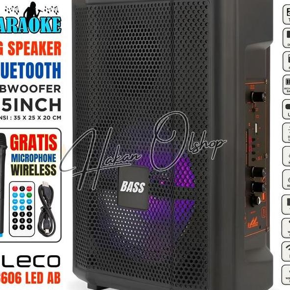 Speaker Aktif Bass Bluetooth Karaoke Fleco F8606 Led Ab Gratis Mic Wireless Karaoke Speaker Bluetoot