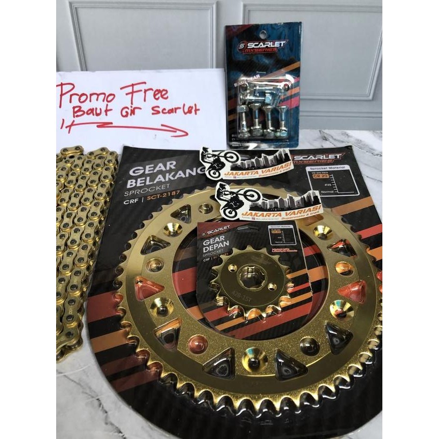 gear set crf 150l scarlet harian trabas supermoto ukuran gear 428 ger