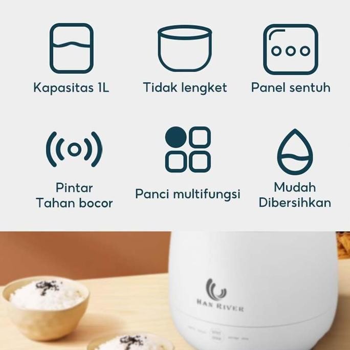 {Terbaru} Han River Magic Com Mini Rice Cooker Mini/Penanak Nasi 300Watt Round Rice Cooker Peralatan