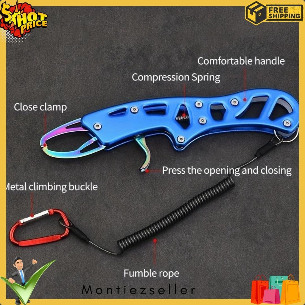 Gunting Kail Pancing Ikan Fishing Grip Stainless Steel / Tang Penjepit Bibir Ikan / Alat Penjepit Mu