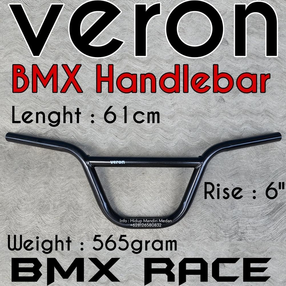 Viral Bar Bmx Race Veron Flat Rata Rise 6 Inci Black Hitam Handlebar Ew64