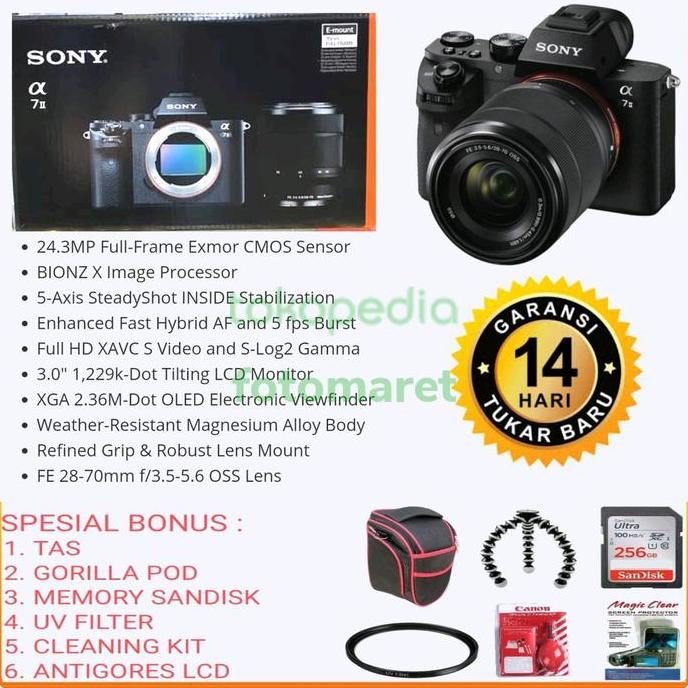 Tersedia SONY ALPHA 7 MARK II KIT FE 28-70MM / Kamera sony A7 II Kit FE 28-70MM