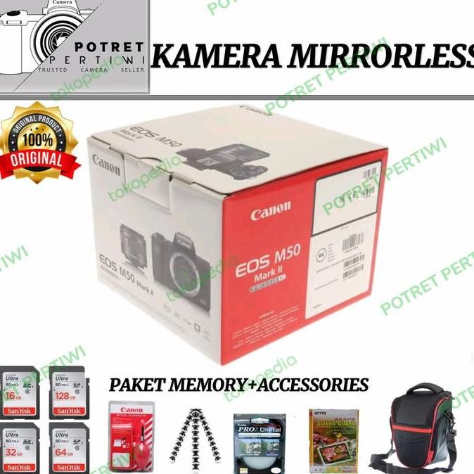 Tersedia CANON EOS M50 MARK II KIT 15-45MM / KAMERA CANON MIRROLES M50 MARK II