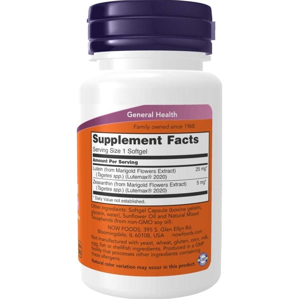 Now Supplements Lutein & Zeaxanthin 25 Mg Lutein 5 Mg Zeaxanthin