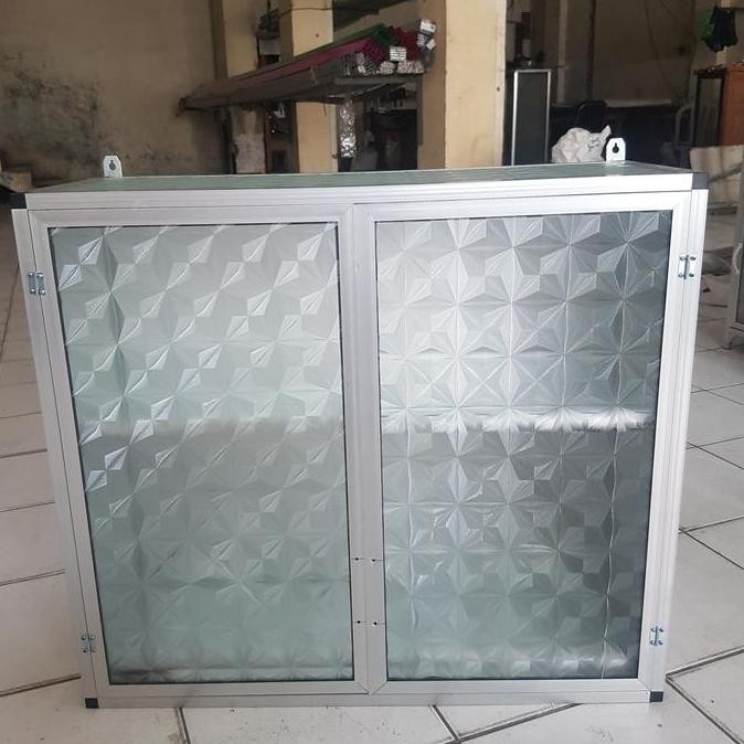Rak Gantung Lemari Dapur Kitchen Set Atas Aluminium Kaca 2 Pintu