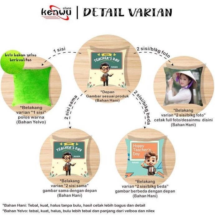Bantal Hari Guru Cowok 30X30 Cm - Kado Hari Guru - Happy Teacher'S Day - Bantal Hari Guru - Happy Te