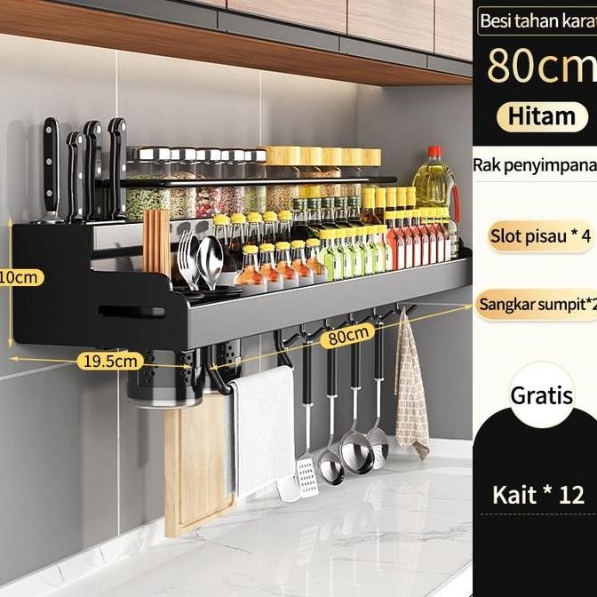 Rak Dapur Stainless Steel Rak Bumbu Dapur Rak Pisau Dapur Gantung