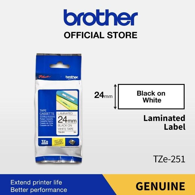 

Brother Label Tape Tze 251 24Mm Black On White New Stok