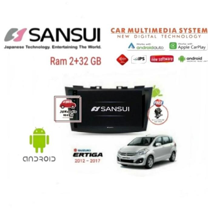 Tersedia Head unit Android Sansui 9 Inch OEM Ertiga Swift 2012 Up + Kamera