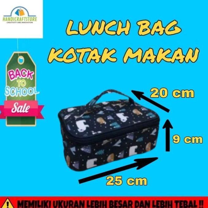 Tas Bekal Kanvas Lucu untuk Makanan Anak dan Dewasa - Model Kotak Lunchbag Tas Bekal Makan kotak NHS