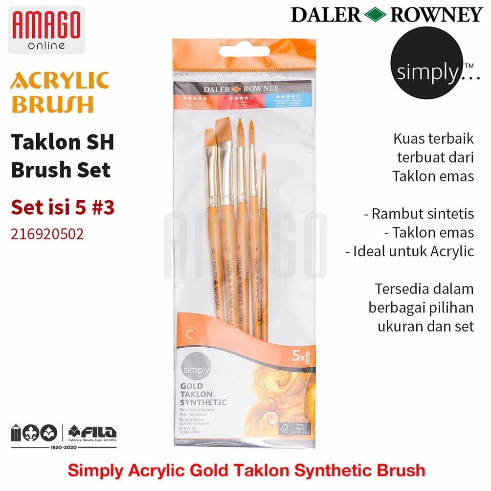 

DALER-ROWNEY Simply Acrylic Gold Taklon Brush Set 5 pcs #3 - 216920502 AST