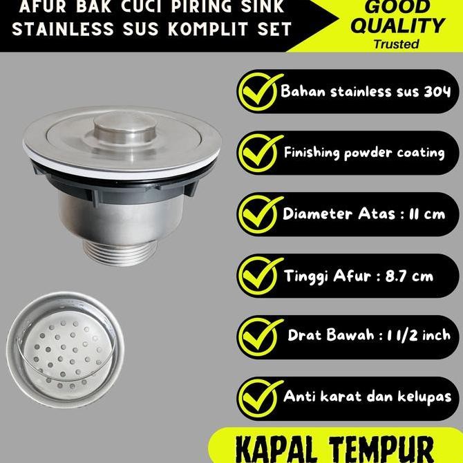 Afur Bak Cuci Piring Stainless / Saringan Bak Cuci Piring Ukuran Universal