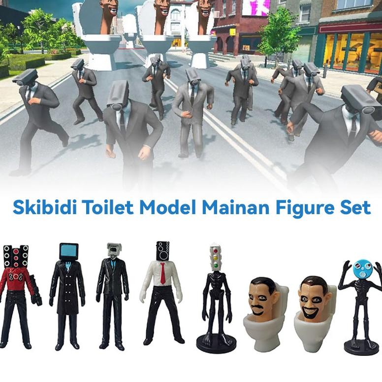 <>9pcs Skibidi Toilet Action Figure Speakerman TV Man Monitor Man Model Boneka Mainan Untuk Hadiah A