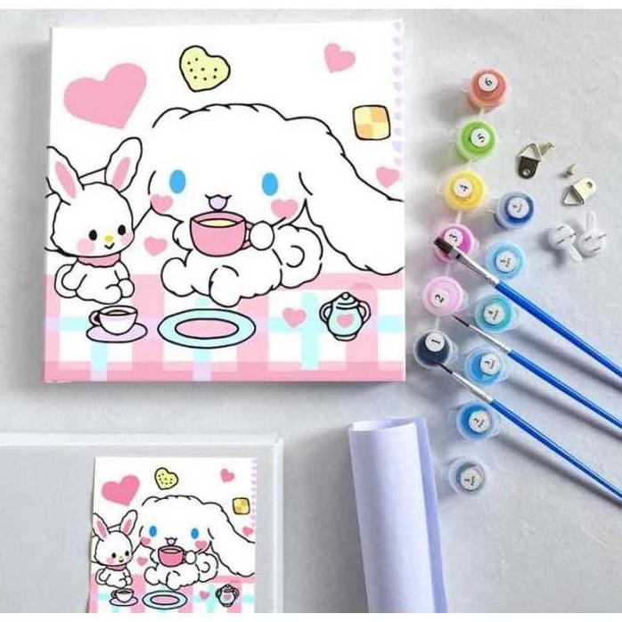 

NEW - Canvas set kuas cat/Canvas Paint Ukuran 30x30cm/Kanvas sketsa cat/painting mainan anak mewarnai/sketsa mewarnai gambar lucu AST