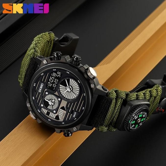 Murah Jam Tangan Pria Analog-Digital Sport Tahan Air Tali Nilon Skmei 2202