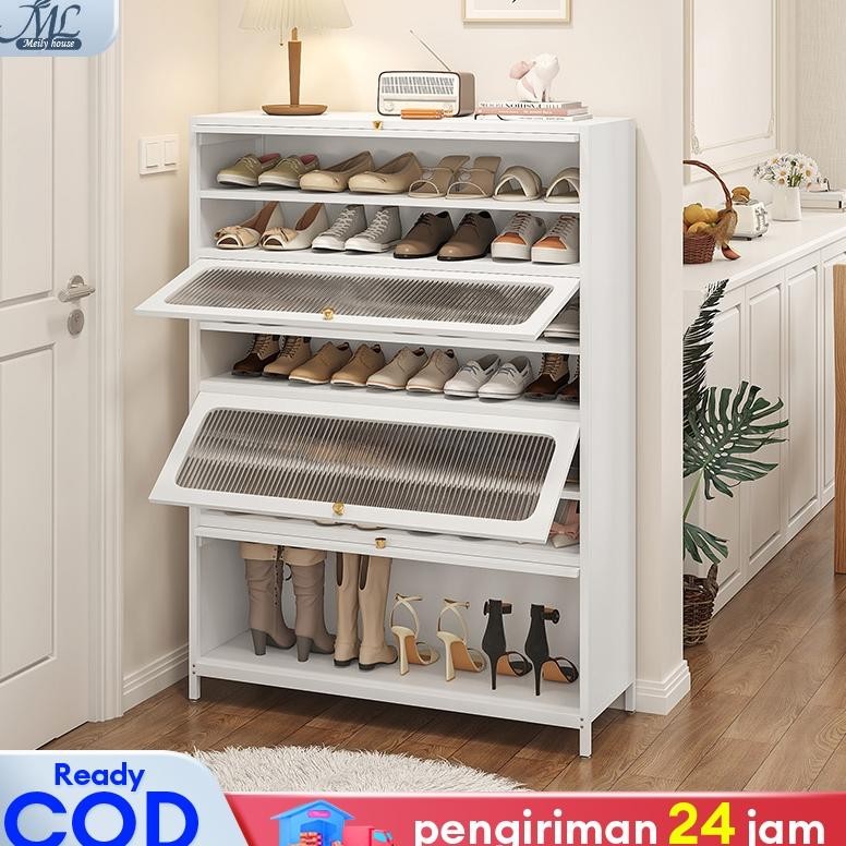 Rak Sepatu Besi Lemari Sepatu Transparan Rak Sepatu Rak Lemari Sepatu Susun Tertutup Aesthetic