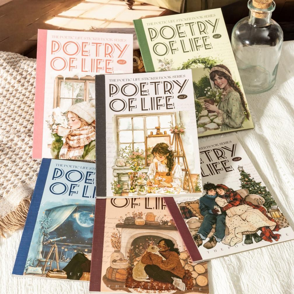 

20 Lembar Stiker Seri Kehidupan Puitis (Kiss-Cut) Dekorasi Buku Pegangan Retro Sederhana Stiker Perekat Diy Journal Scrapbook AST