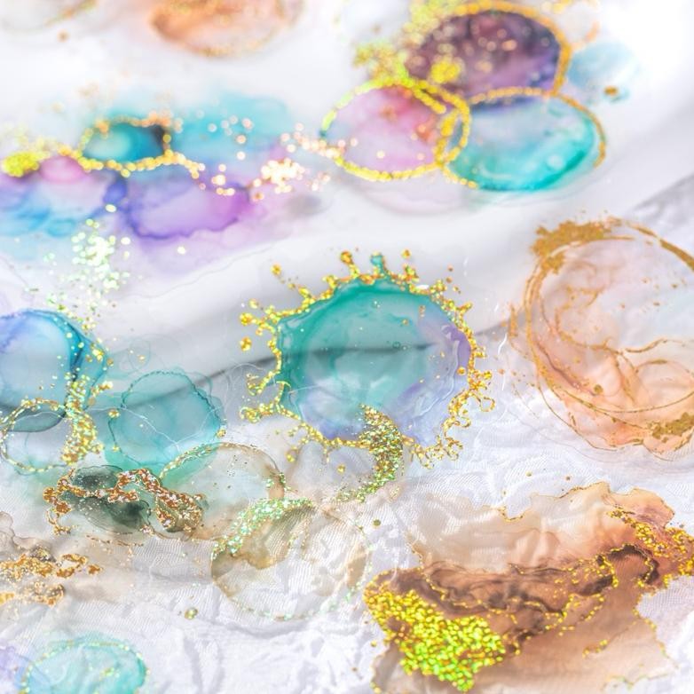 

(7G) sticker transparan gold foil splash spot drop water air tetesan pastel deco journaling AST