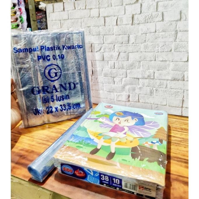 

Sampul buku plastik mika Quarto pvc 0,10 (1 pak isi 60 pcs) AST