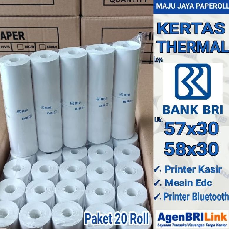 

( 20 Roll ) Kertas Thermal Edc Paper Roll Logo BRI / Brilink 58x30 / 57x30 AST